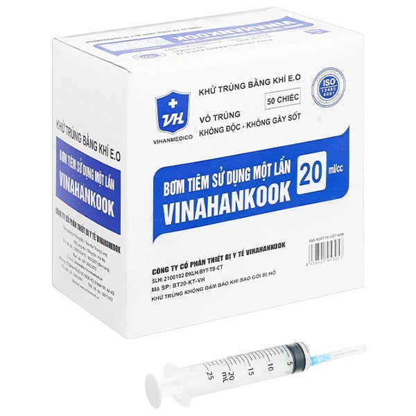 Bơm tiêm sử dụng một lần Vinahankook 20ml/cc 23G x 1''
