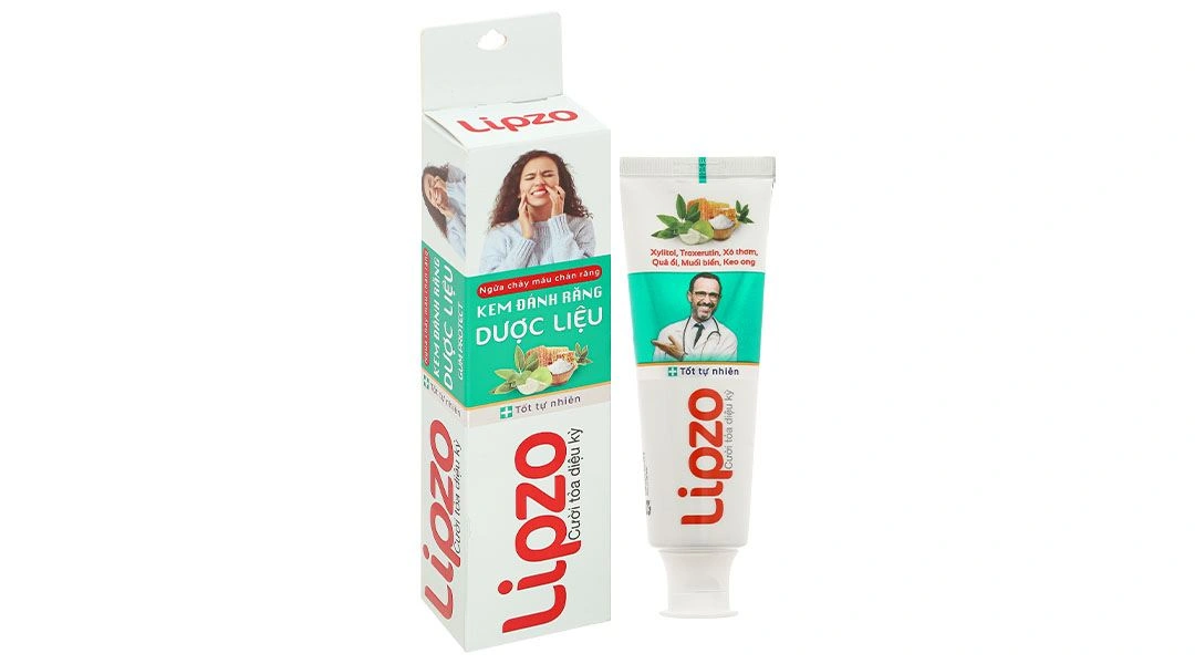 Kem đánh răng Dược Liệu Lipzo sạch nướu, ngừa chảy máu chân răng tuýp 110g - 