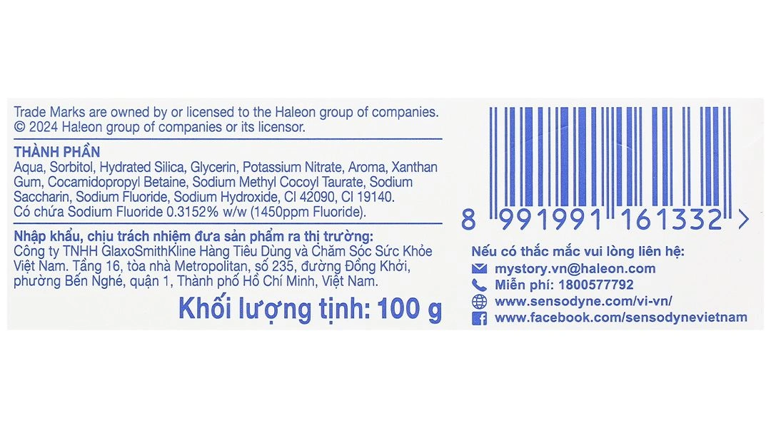 Kem đánh răng Sensodyne Fresh Mint giảm ê buốt tuýp 100g - 8