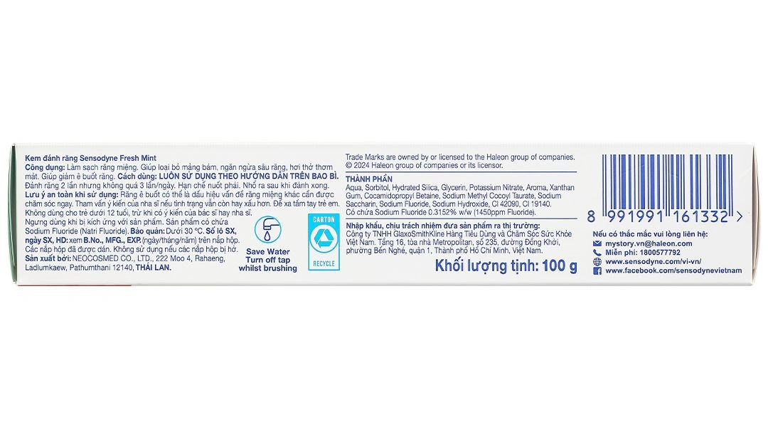 Kem đánh răng Sensodyne Fresh Mint giảm ê buốt tuýp 100g - 4