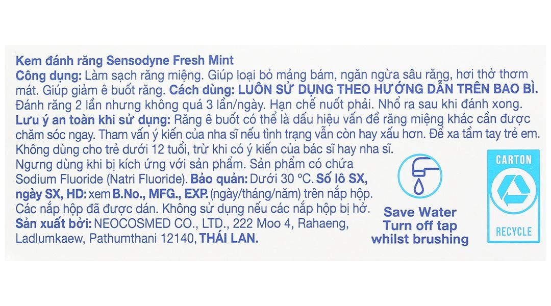 Kem đánh răng Sensodyne Fresh Mint giảm ê buốt tuýp 100g - 7