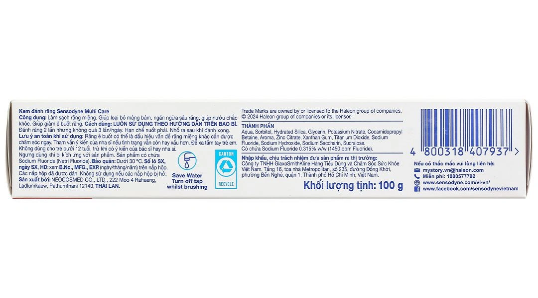 Kem đánh răng Sensodyne Multi Care bảo vệ răng, giảm ê buốt tuýp 100g - 16