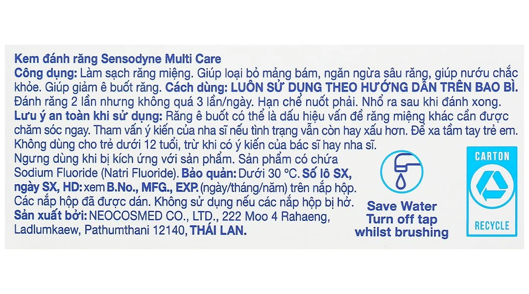 Kem đánh răng Sensodyne Multi Care bảo vệ răng, giảm ê buốt tuýp 100g - 19