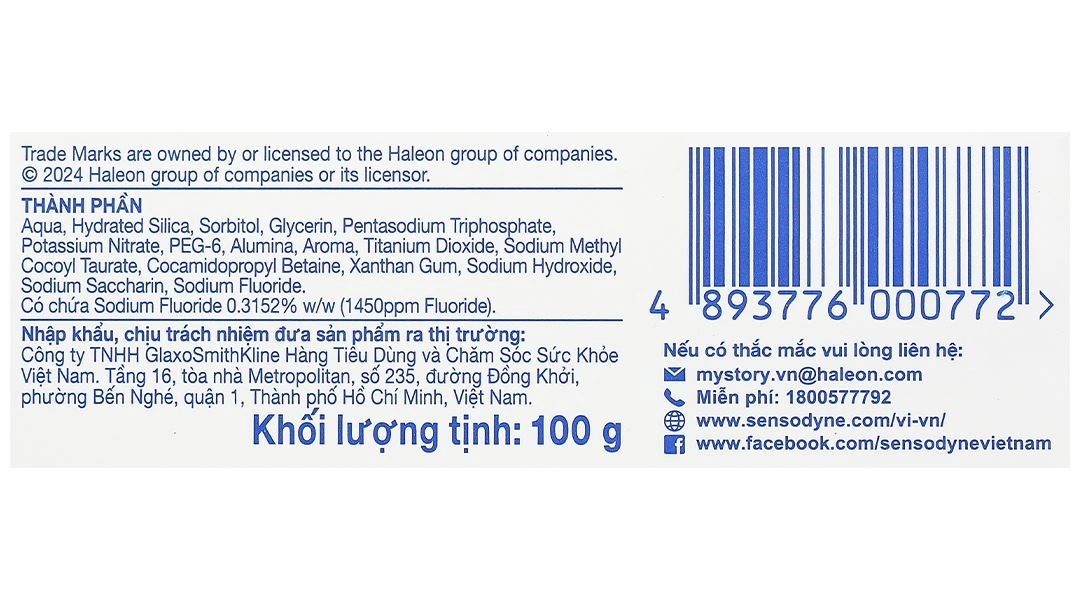 Kem đánh răng Sensodyne Gentle Whitening giúp làm trắng răng tuýp 100g - 1