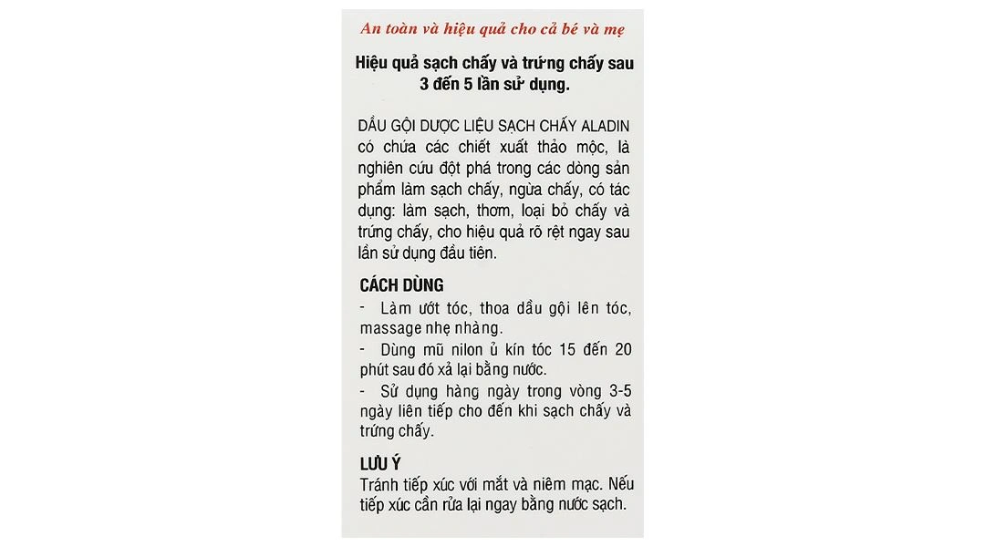 Dầu gội dược liệu Aladin điều trị chấy, loại bỏ trứng chấy - 6