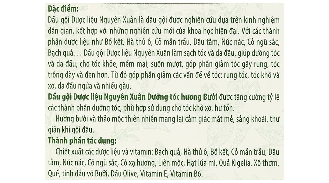 Dầu gội dược liệu Nguyên Xuân hương bưởi giúp dưỡng tóc hương bưởi chai 275ml - 5