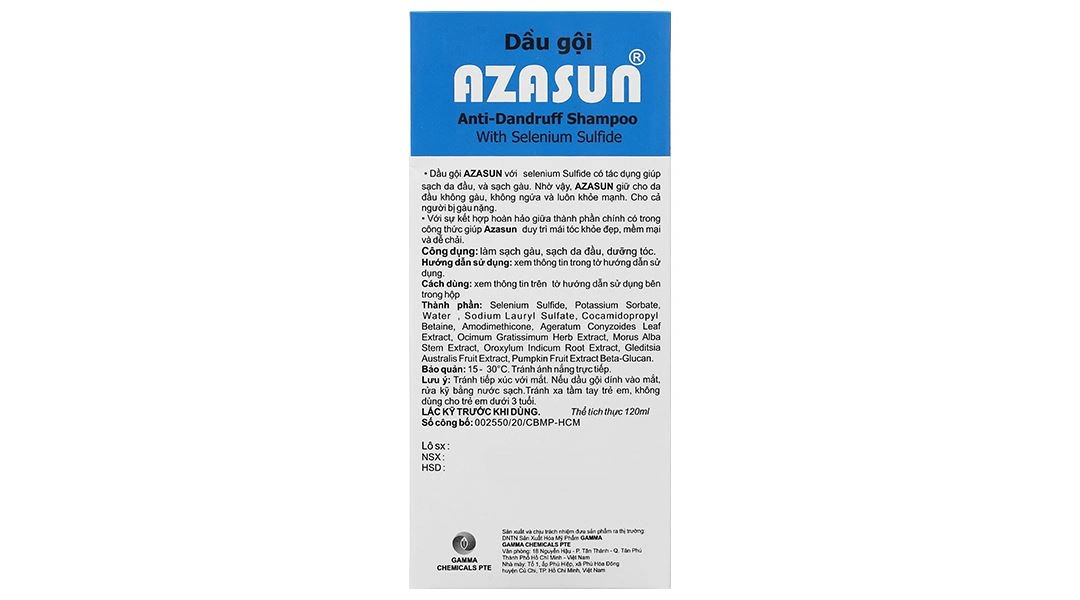 Dầu gội Azasun giảm ngứa da đầu, sạch gàu chai 120ml - 7