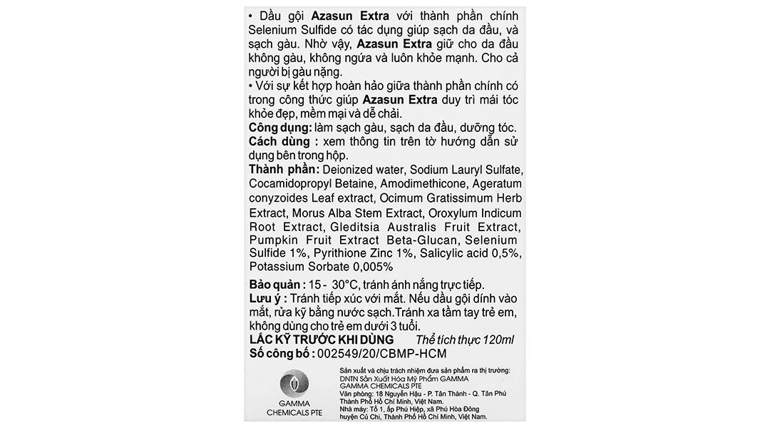 Dầu gội Azasun Extra giảm ngứa da đầu, sạch gàu chai 120ml - 7