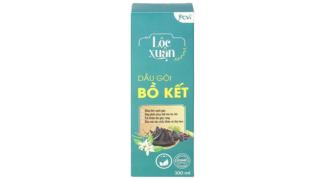 Dầu gội bồ kết Lộc Xuân làm sạch gàu, phục hồi hư tổn chai 300ml - 1