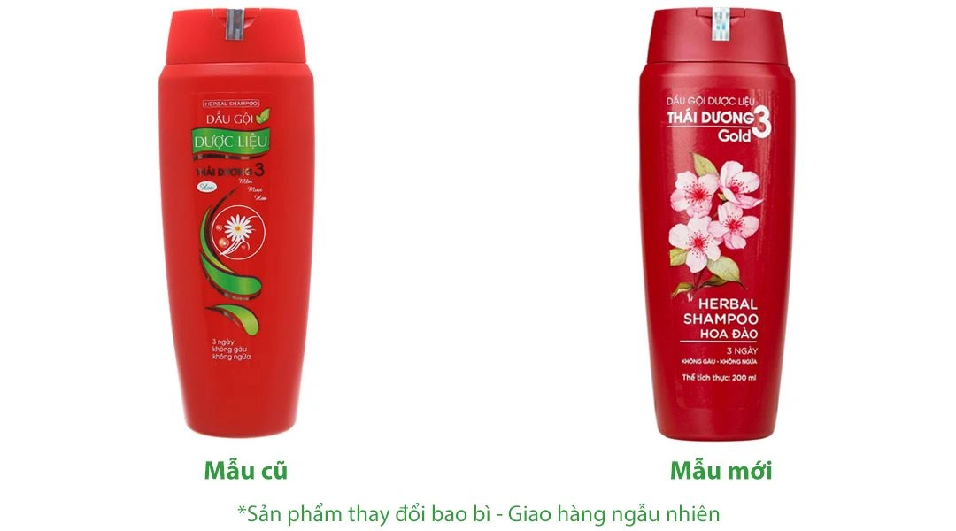 Dầu gội dược liệu Thái Dương 3 Gold hương hoa đào sạch gàu, mềm mượt - 