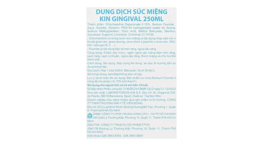 Nước súc miệng Kin Gingival ngừa viêm nướu, sâu răng chai 250ml - 4