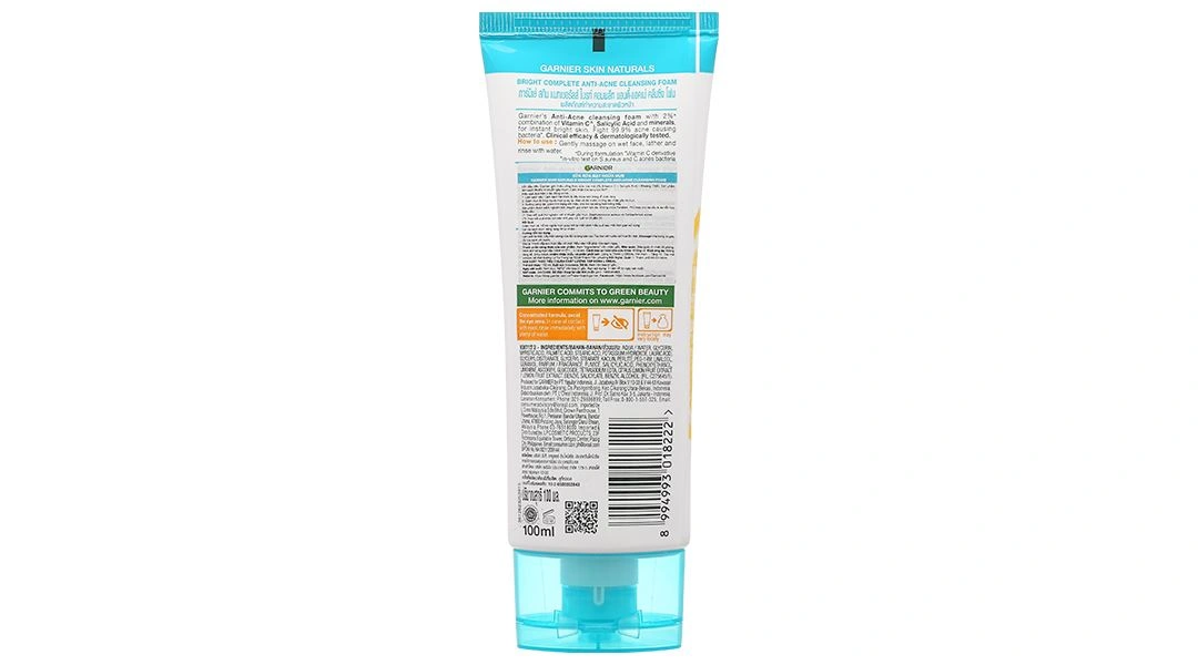 Sữa rửa mặt Garnier Skin Naturals Bright Complete Anti-Acne ngừa mụn tuýp 100ml - 1