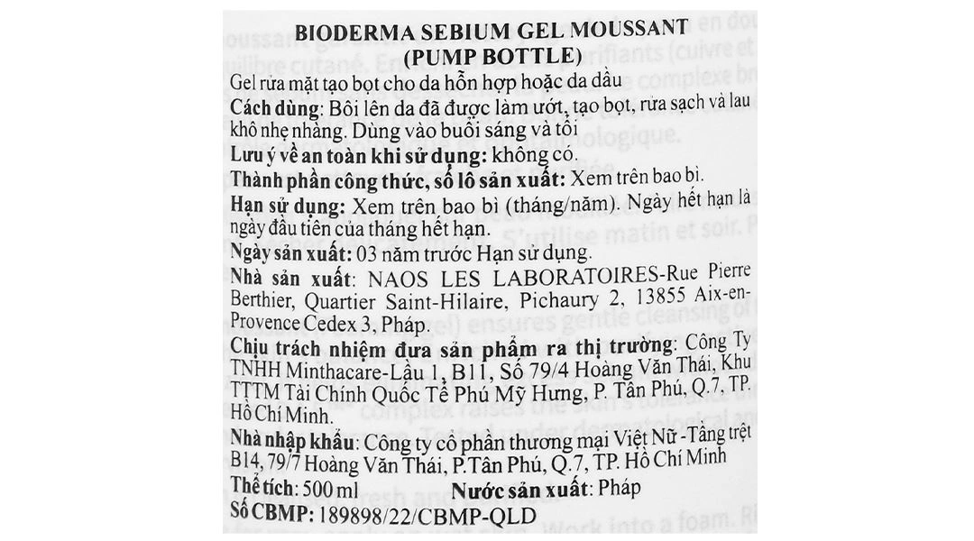Gel rửa mặt Bioderma Sébium Gel Moussant dành cho da dầu và hỗn hợp chai 500ml - 5