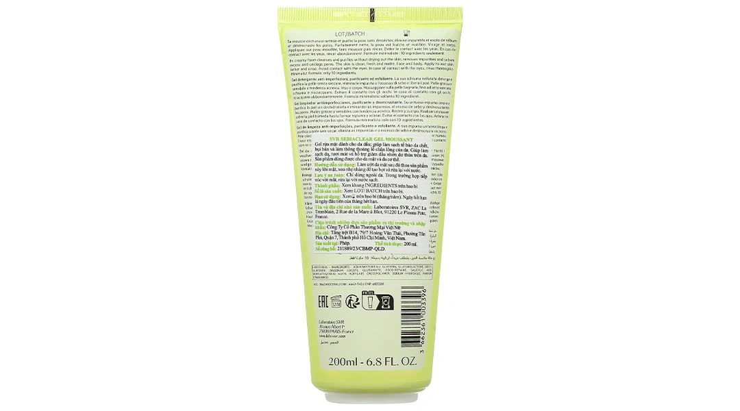 Gel rửa mặt SVR Sebiaclear Gel Moussant làm sạch da, giảm dầu nhờn tuýp 55ml - 9