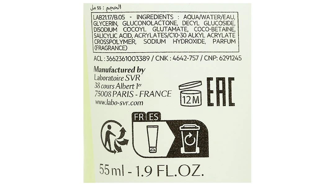 Gel rửa mặt SVR Sebiaclear Gel Moussant làm sạch da, giảm dầu nhờn tuýp 55ml - 3