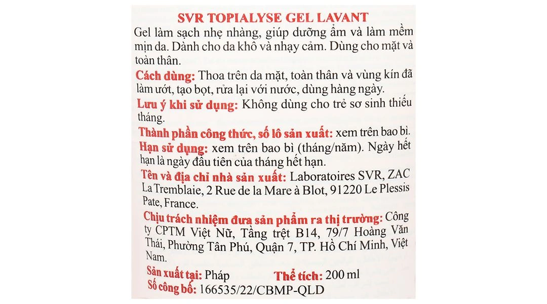 Gel rửa mặt SVR Topialyse Gel Lavant làm sạch, dưỡng ẩm cho da khô, da nhạy cảm tuýp 55ml - 9