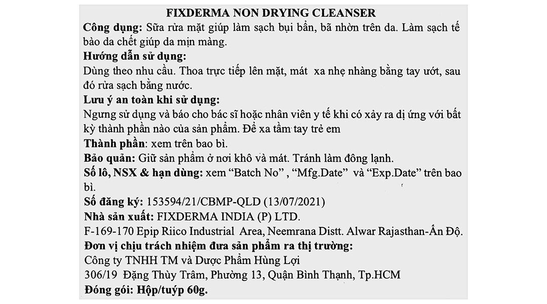 Sữa rửa mặt Fixderma Non Drying giúp làm sạch bã nhờn cho da khô, da nhạy cảm tuýp 60g - 7