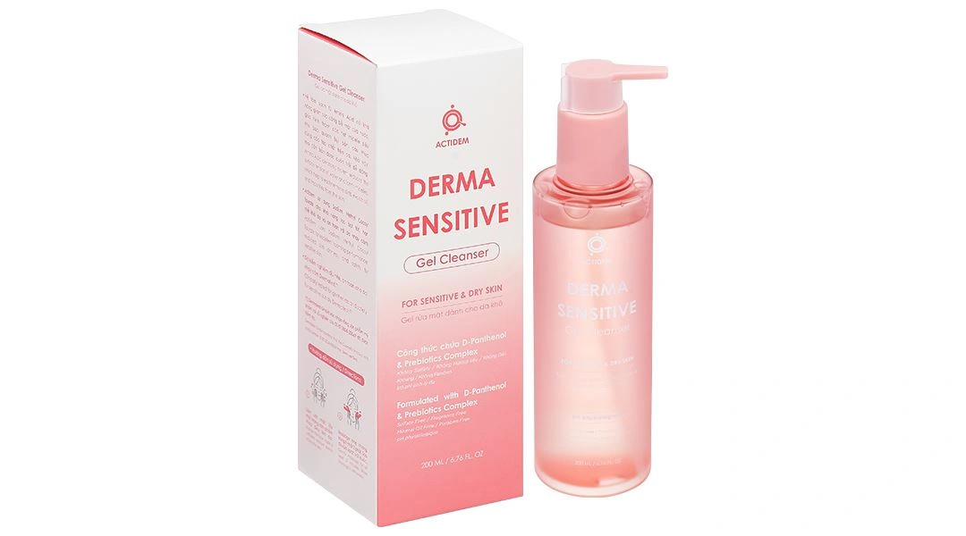 Gel rửa mặt Actidem Derma Sensitive làm sạch nhẹ nhàng cho da khô, nhạy cảm, da mụn chai 200ml - 1
