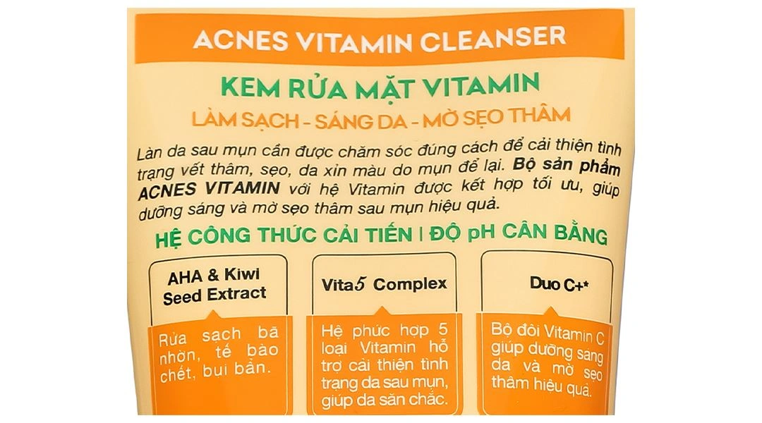 Kem rửa mặt Acnes Vitamin sáng da, mờ sẹo thâm tuýp 100g - 10