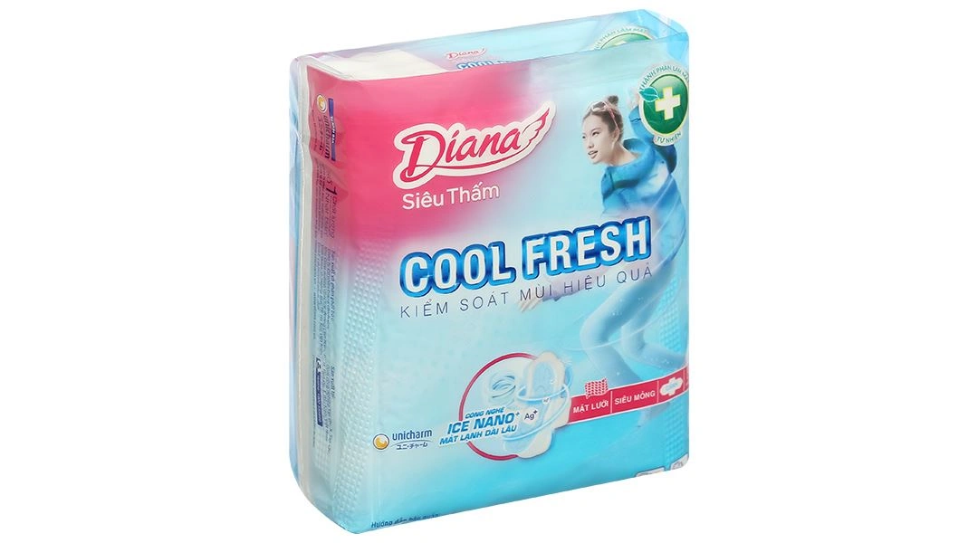 Băng vệ sinh Diana Cool Fresh viền êm chống tràn, có cánh gói 8 miếng - 1