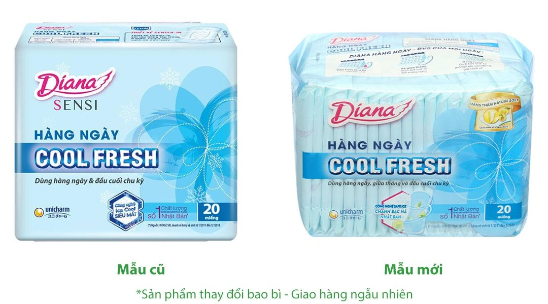 Băng vệ sinh hàng ngày Diana Cool Fresh siêu mát gói 20 miếng - 