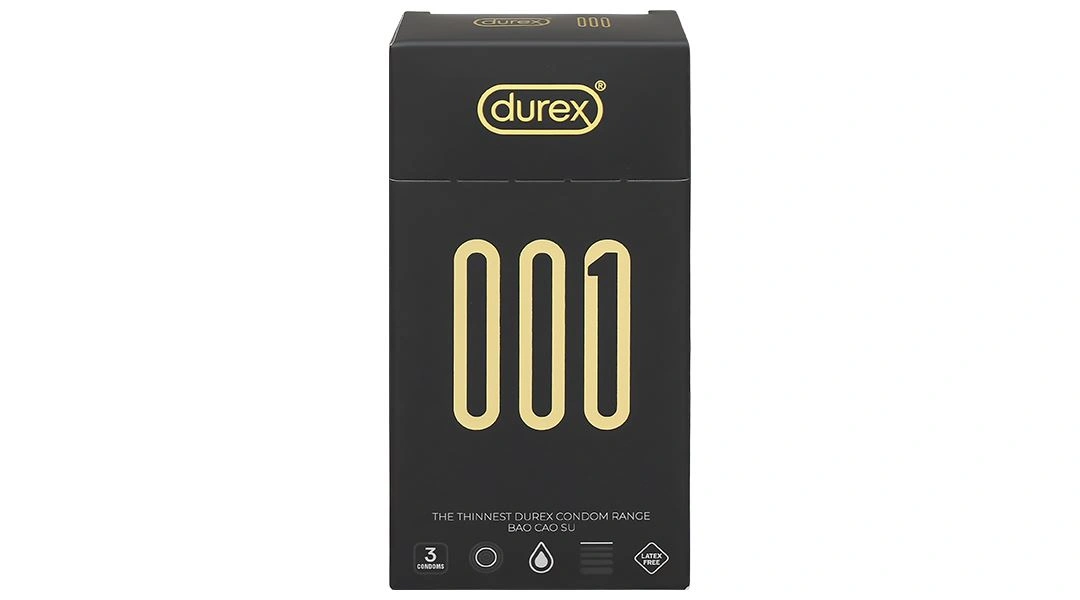Bao cao su Durex 001 siêu mỏng 55mm hộp 3 cái - 1