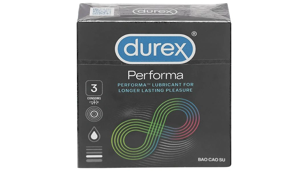 Bao cao su Durex Performa kéo dài thời gian hưng phấn 52mm hộp 3 cái - 1