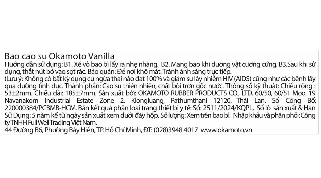Bao cao su Okamoto Skinless Skin Vanilla 53mm hộp 3 cái - 2