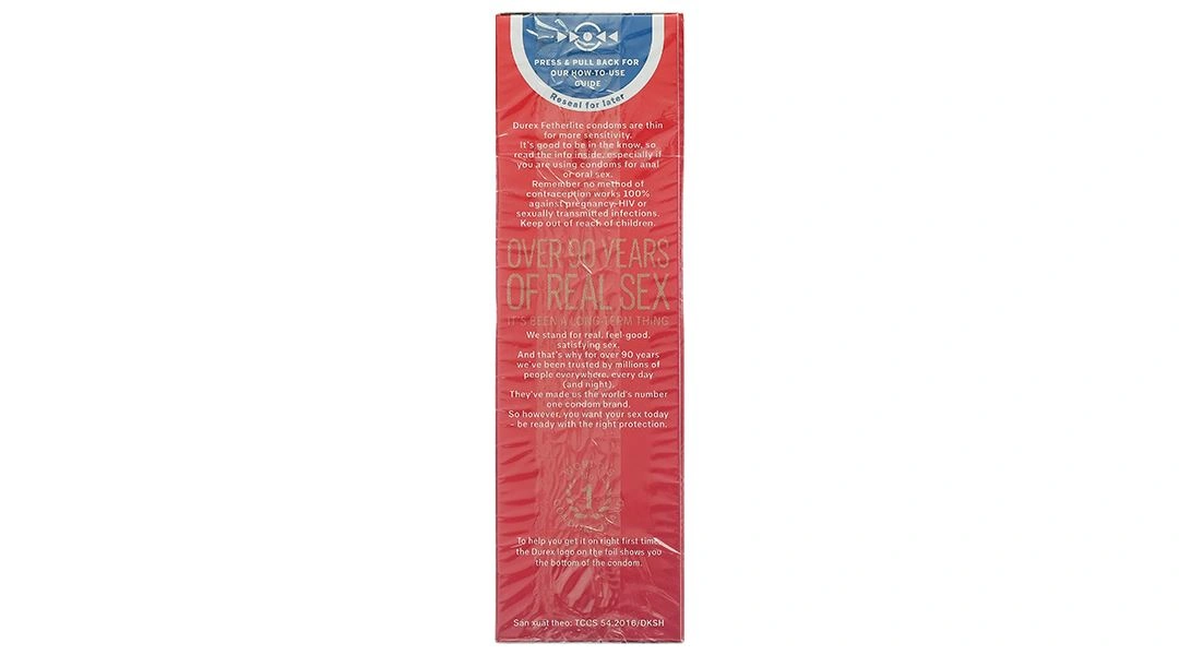 Bao cao su Durex Fetherlite siêu mỏng, tăng khoái cảm 52.5mm hộp 3 cái - 12