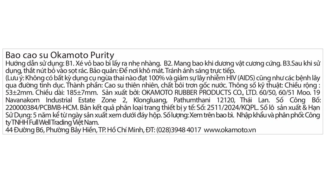 Bao cao su Okamoto Skinless Skin Purity 53mm hộp 3 cái - 9