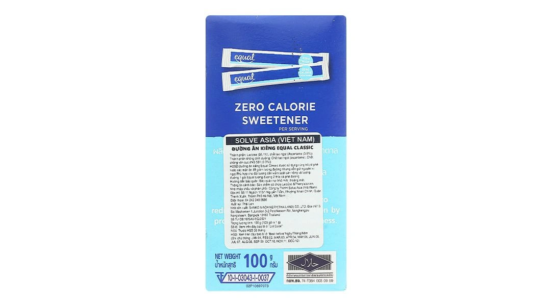 Đường Ăn Kiêng Equal Classic Zero Calorie Sweetener hộp 100 gói x 1g - 9