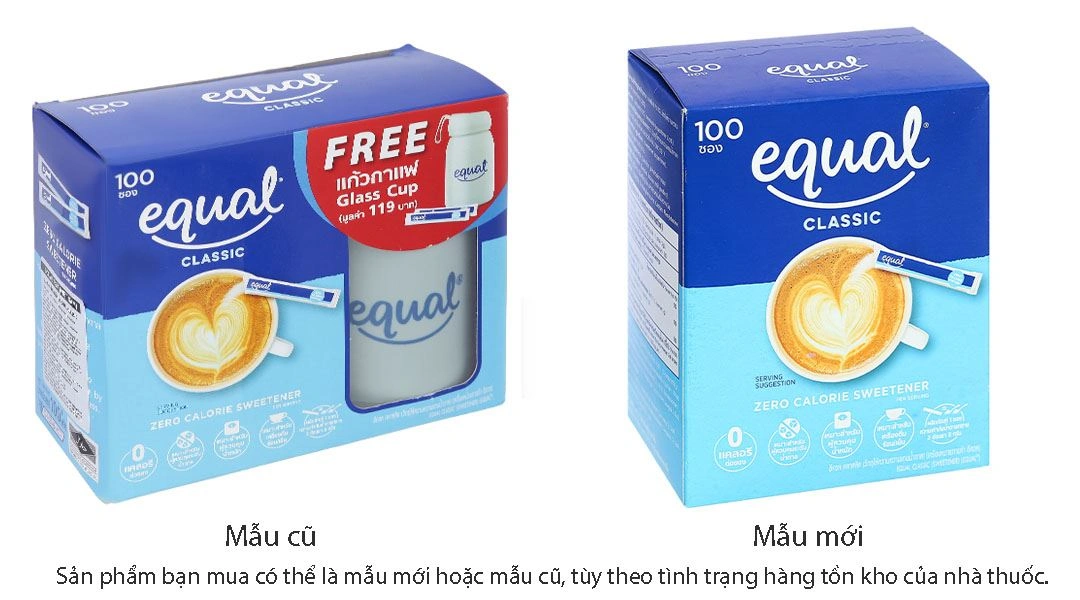 Đường Ăn Kiêng Equal Classic Zero Calorie Sweetener hộp 100 gói x 1g - 