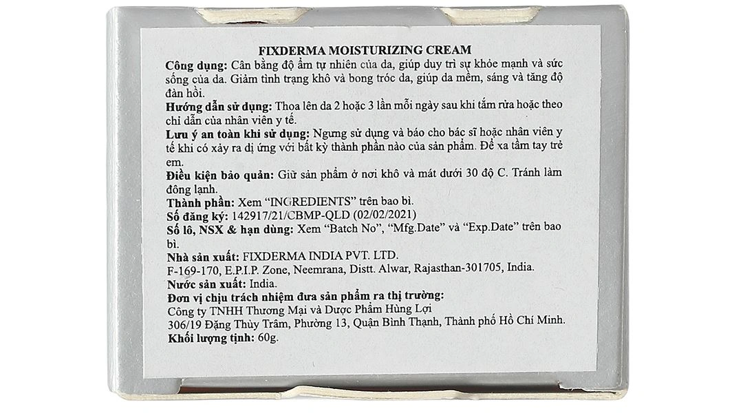 Kem Fixderma Moisturizing giúp giữ ẩm, giảm tình trạng khô và bong tróc da tuýp 60g - 5