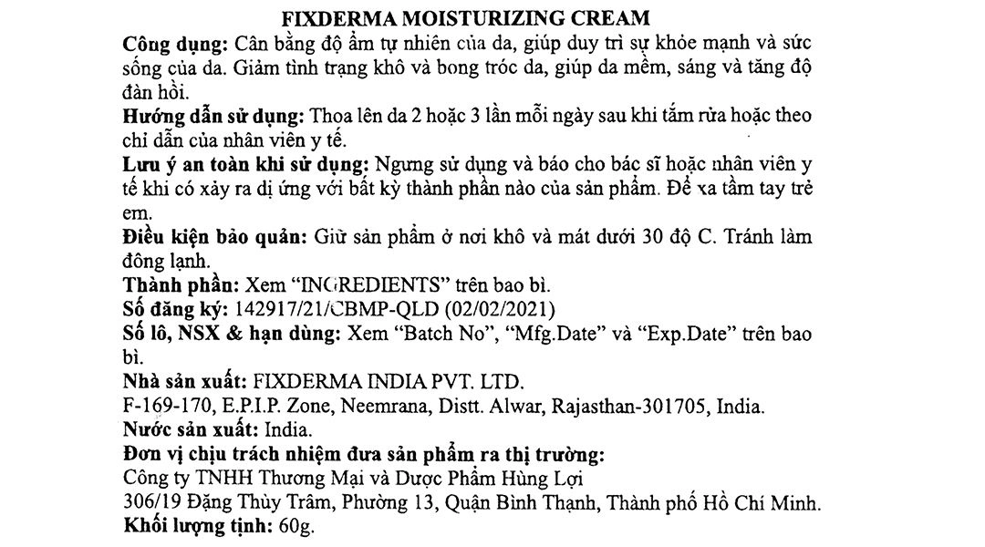 Kem Fixderma Moisturizing giúp giữ ẩm, giảm tình trạng khô và bong tróc da tuýp 60g - 11
