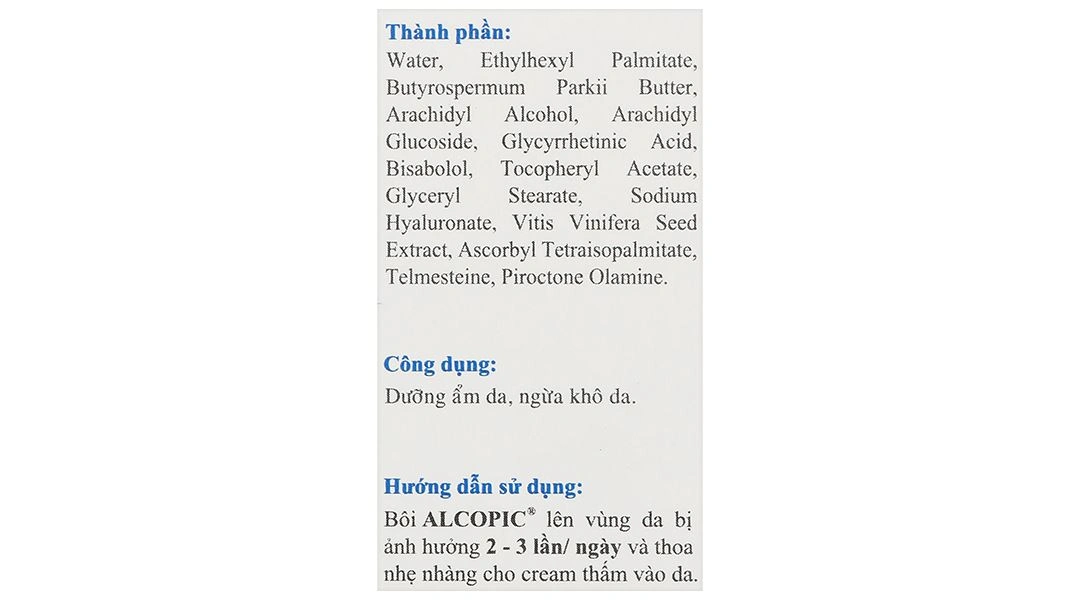 Kem Alcopic giảm cảm giác ngứa, rát, đau do viêm da cơ địa tuýp 40ml - 8