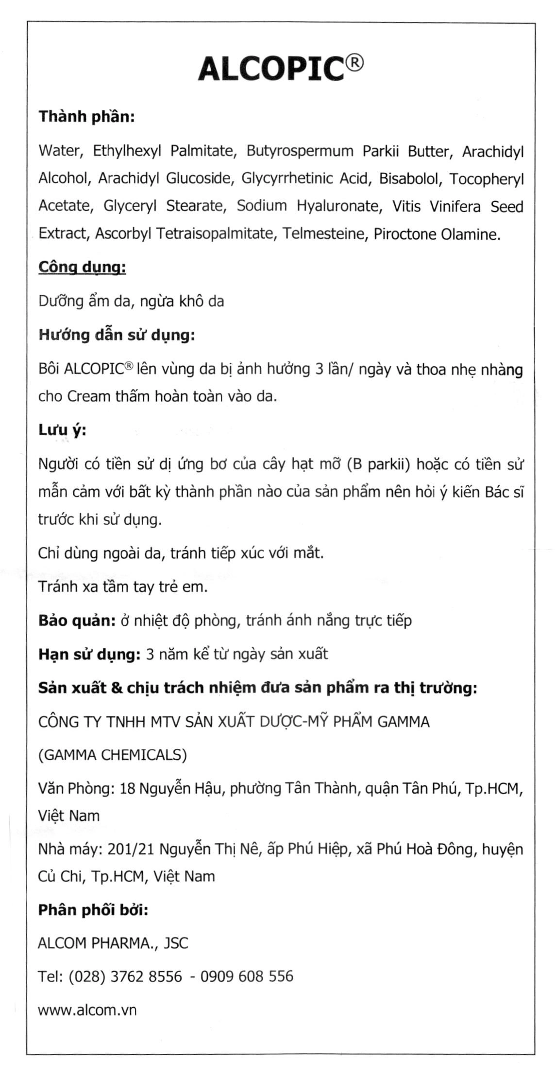Kem Alcopic giảm cảm giác ngứa, rát, đau do viêm da cơ địa tuýp 40ml - 21