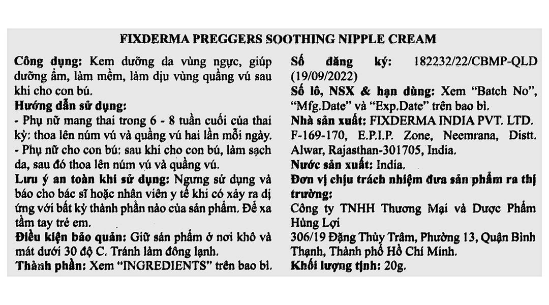 Kem Fixderma Preggers Soothing Nipple giúp dưỡng ẩm, làm mềm vùng núm vú tuýp 20g - 11