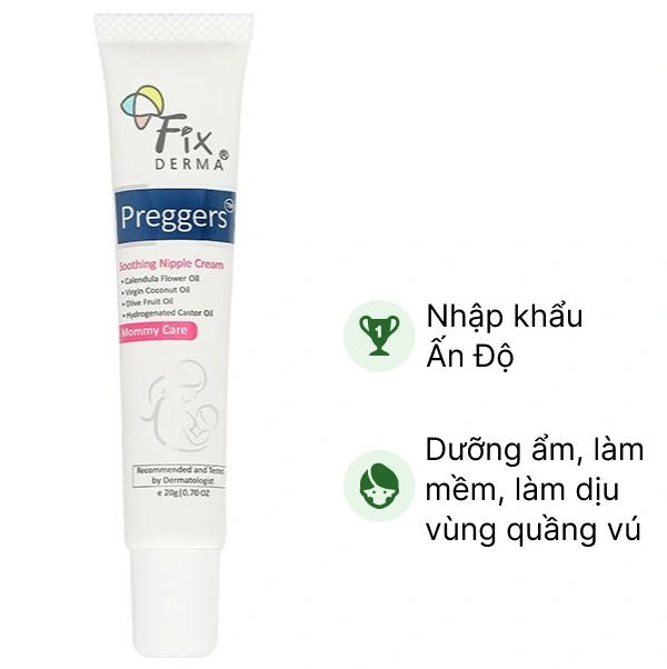 Kem Fixderma Preggers Soothing Nipple giúp dưỡng ẩm vùng núm vú