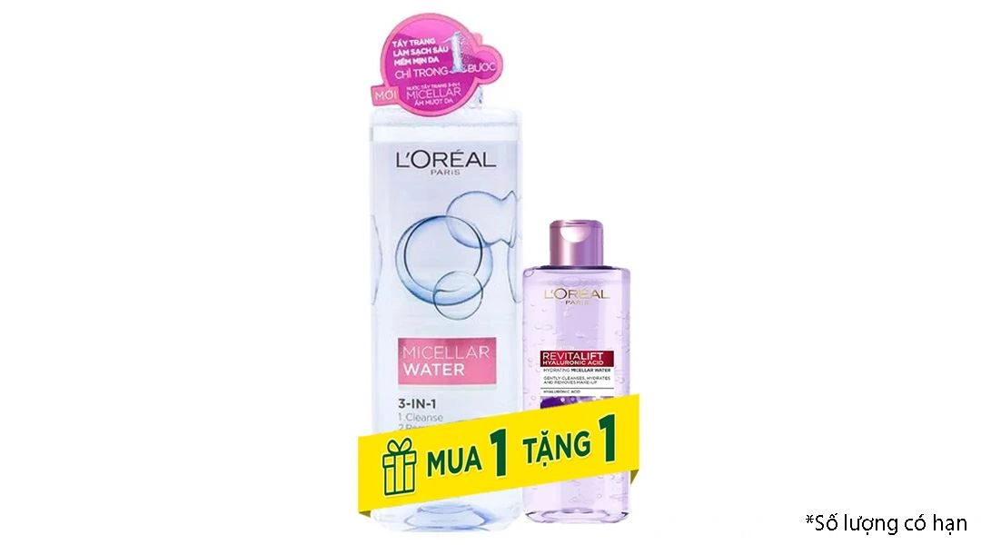 Nước tẩy trang L'Oréal Micellar 3 in 1 dưỡng ẩm cho da khô, da thường chai 400ml - 