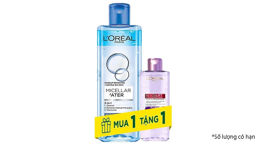 Nước tẩy trang L'Oréal Micellar Water 3 in 1 làm sạch sâu cho da trang điểm chai 400ml - 
