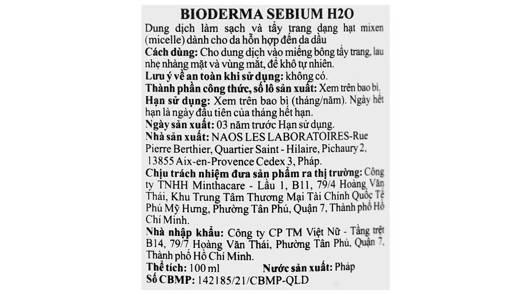 Nước tẩy trang Bioderma Sébium H2O cho da hỗn hợp và da dầu chai 100ml - 6