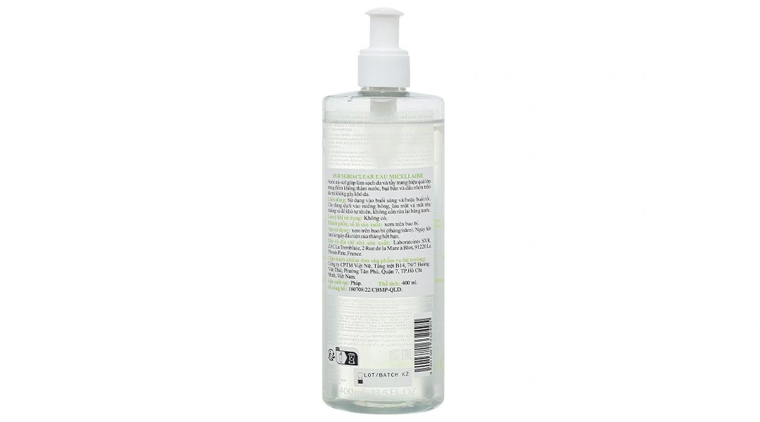 Nước tẩy trang SVR Sebiaclear Eau Micellaire làm sạch da, tẩy trang lớp trang điểm chai 400ml - 2