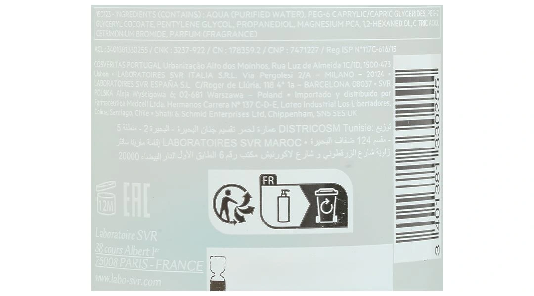Nước tẩy trang SVR Physiopure Eau Micellaire làm sạch da mặt, mắt và môi chai 400ml - 6