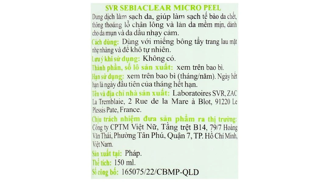 Nước tẩy trang SVR Sebiaclear Micro Peel làm sạch sâu cho da dầu, mụn chai 150ml - 5