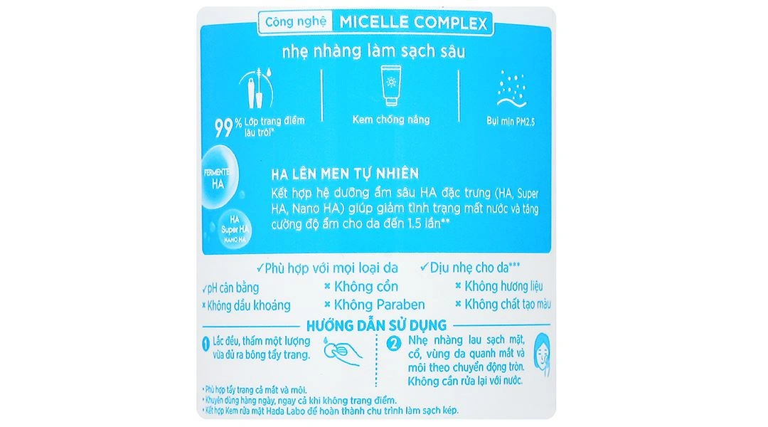 Nước tẩy trang Hada Labo Micellar Water Hydrating làm sạch sâu, dưỡng ẩm chai 240ml - 7