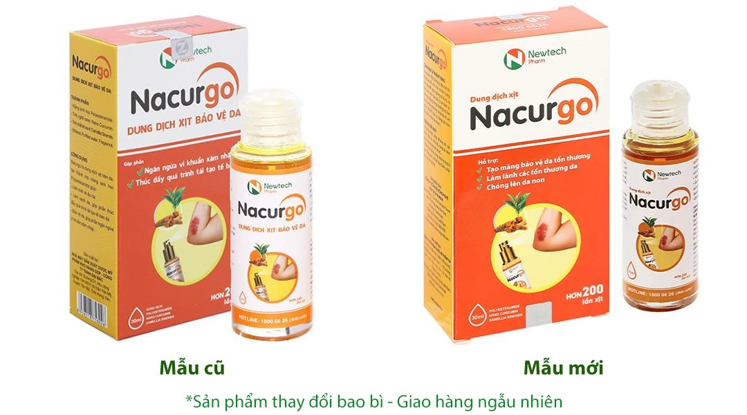 Xịt vết thương Nacurgo bảo vệ, tái tạo da, ngừa vi khuẩn (1 chai x 30ml) - 