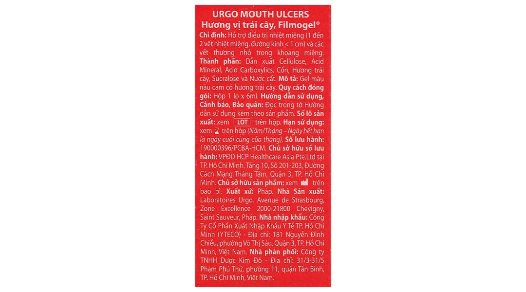 Gel bôi Urgo Mouth Ulcers hỗ trợ giảm nhiệt miệng chai 6ml - 4