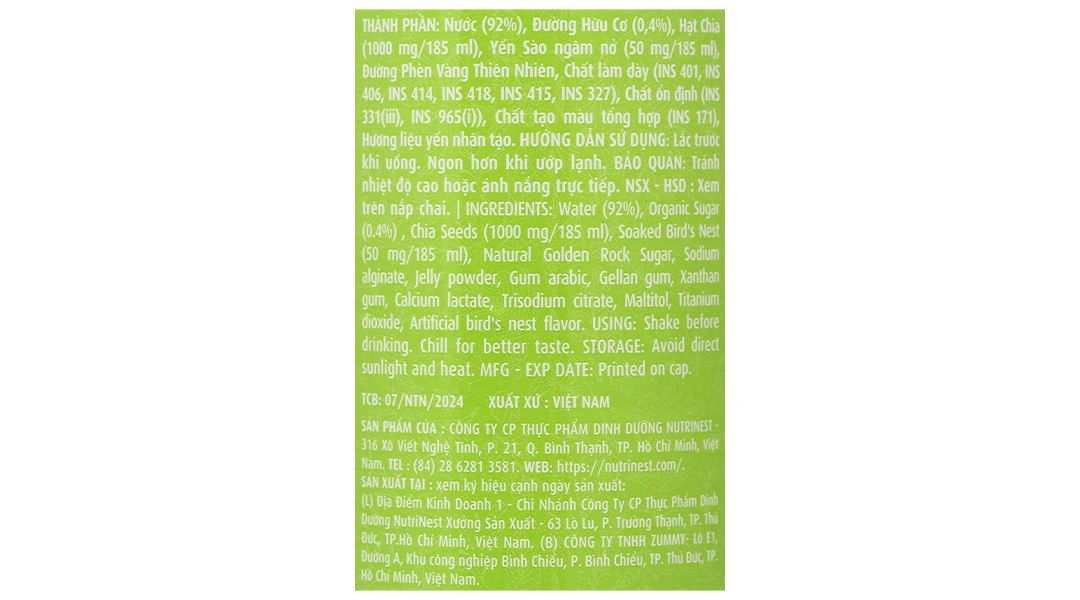 Nước yến sào hạt chia Green Bird chai 185ml - 23