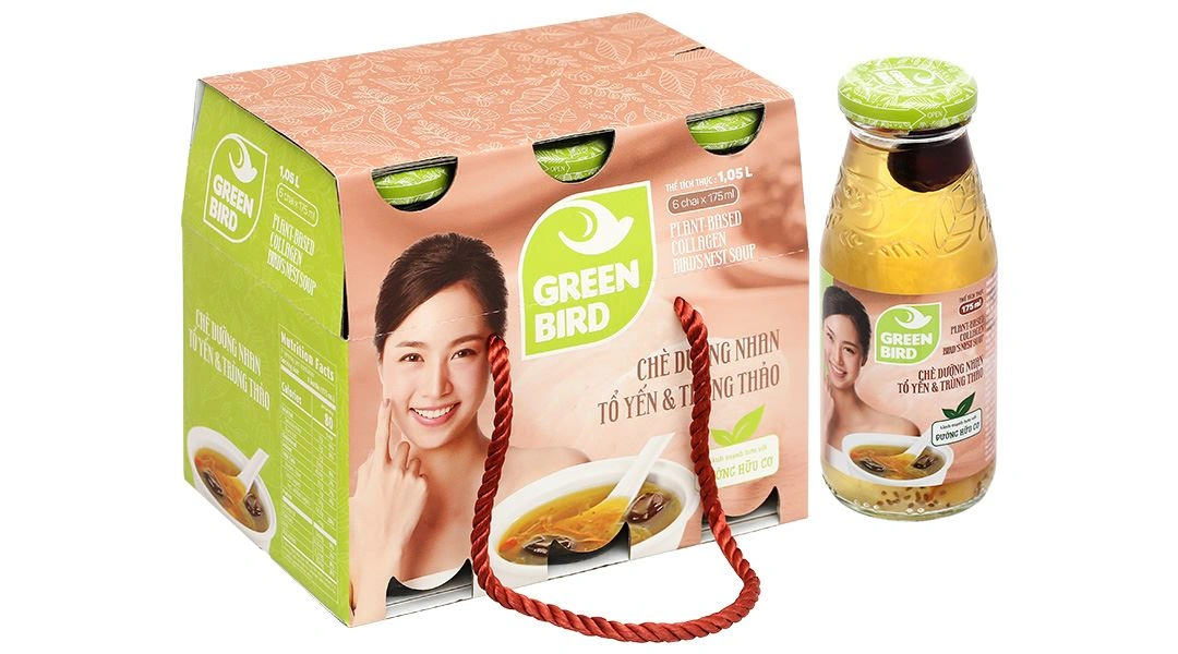 Chè Dưỡng Nhan Tổ Yến Và Trùng Thảo Green Bird Nutrinest lốc 6 chai x 175ml - 1