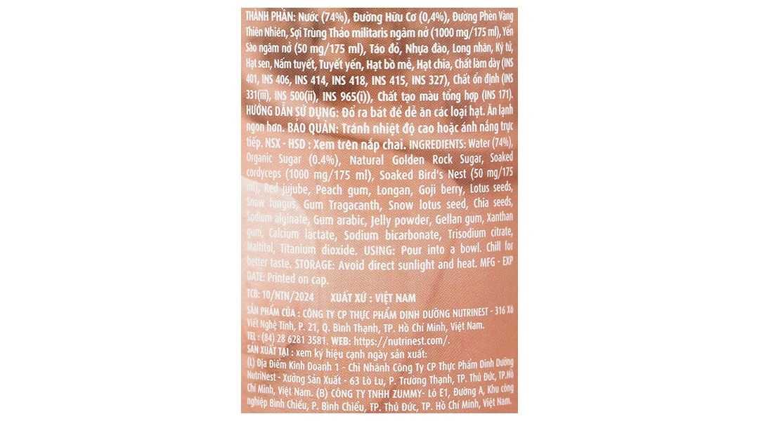 Chè Dưỡng Nhan Tổ Yến Và Trùng Thảo Green Bird Nutrinest lốc 6 chai x 175ml - 2